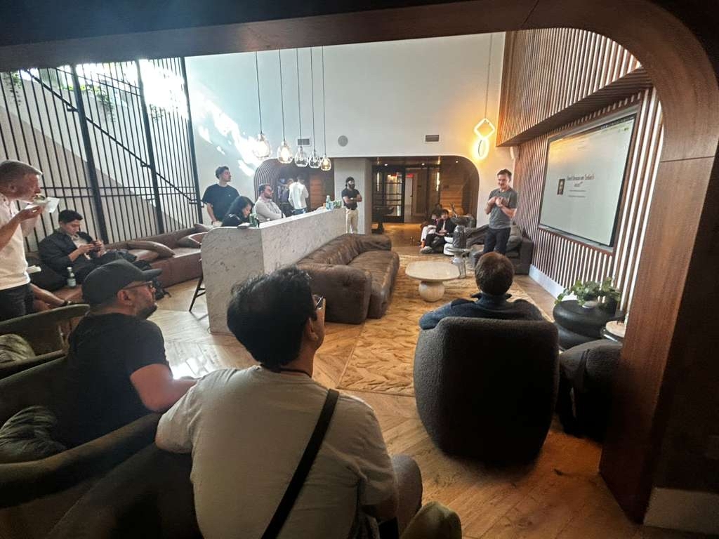 Founders gathered in the lounge at a Friday edition of Founders Gatherings